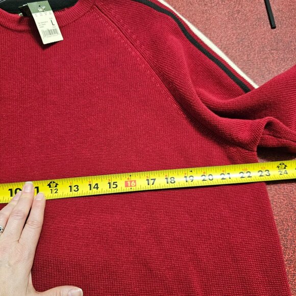 VTG Eddie Bauer Mens Sport Shop Crewneck Sweater Sz L Tall Red Blokecore 90s - Picture 9 of 9